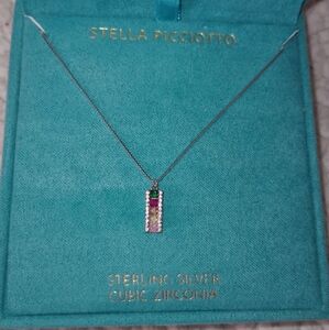 New Sterling Silver Necklace Cubic Zirconia Pendant